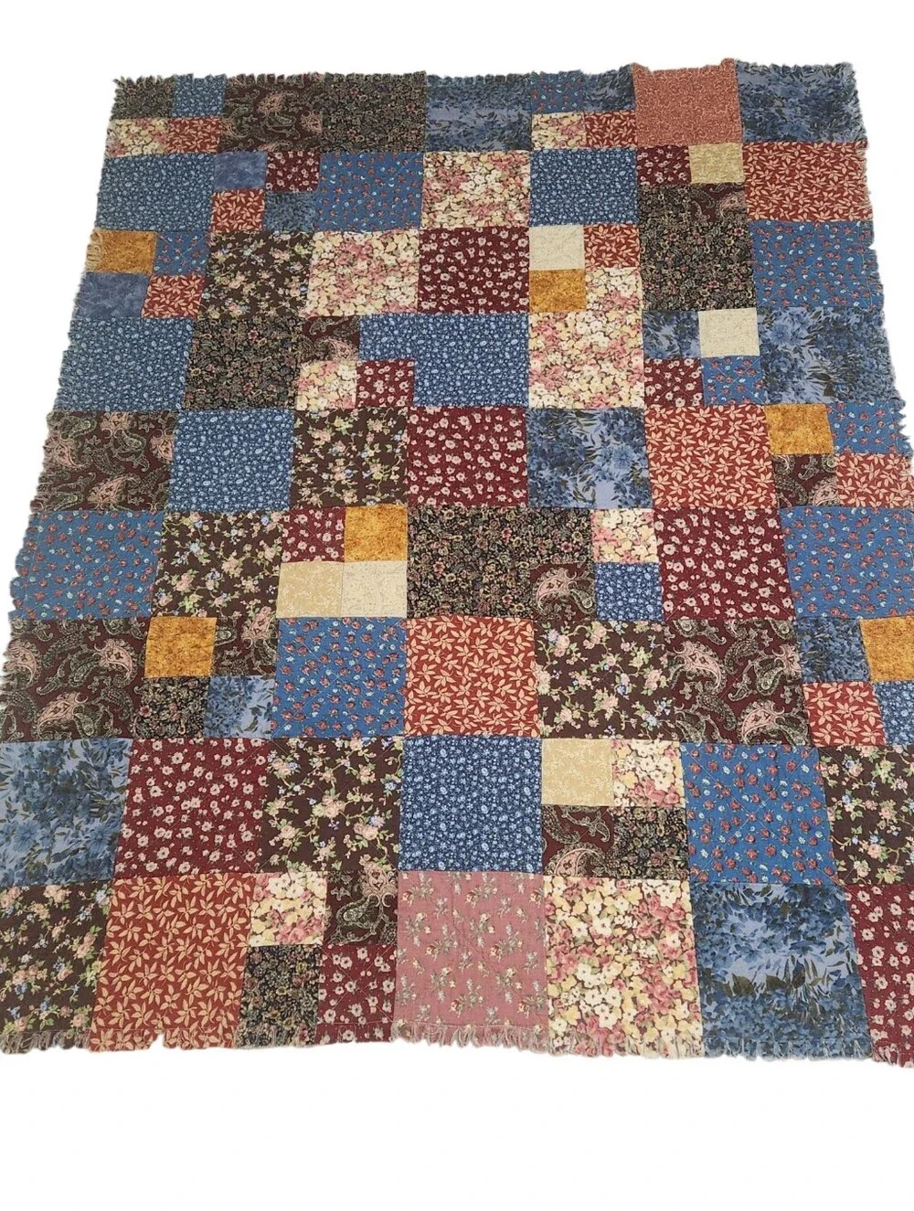 Reversible Patchwork Rag Quilt Throw Blanket 61